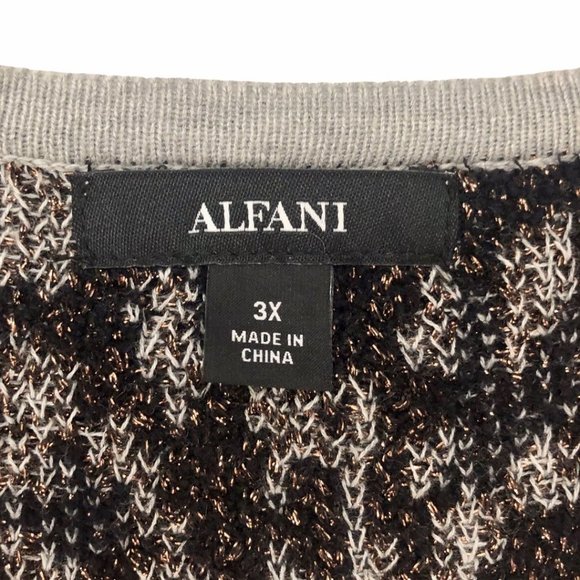 Alfani Scoop Neck Animal Print Metallic Detail Sweater NWT Sz 3X - Picture 10 of 13